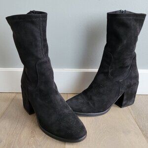 Charles David Black Suede Boots Size 38 1/2